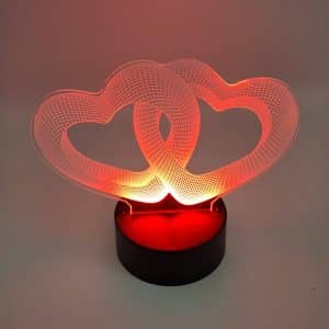 Lampe LED multicolore coeurs entrelacés